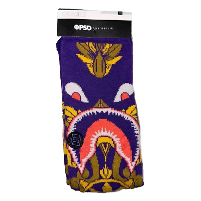 PSD Warface Lux Crew Socks Purple Gold 421106007 One Size Fits Most 6-13 NEW