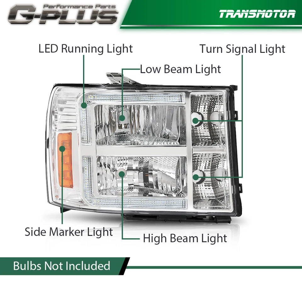 FAROS DRL LED TRANSPARENTES/CROMADOS APTOS PARA 2007-2013 GMC SIERRA 1500 2500 3500HD Foto 3 de 4