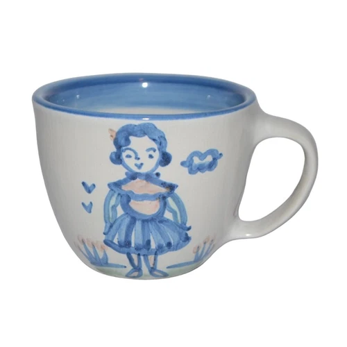 M.A.Hadley Pottery Mug Coffee Cup Hand Painted Ceramic Farmers Women The End