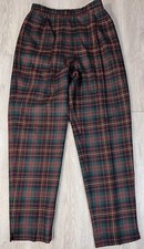 Vtg Pendleton Wool Pants Christmas Plaid Tartan Red Green Navy Slacks Size 12