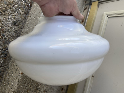 EXCELLENT CONDITION LARGE MILK GLASS SCHOOL HOUSE SHADE AWESOME DESIGN!!