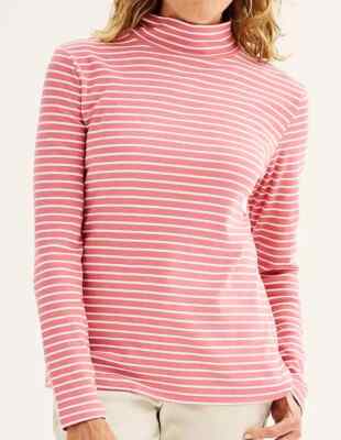 Croft & Barrow Size XL, XXL Pink stripe mock neck knit top, long sleeve, NWT
