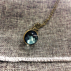 Solar System Full Moon Gunmetal Black Tone Photo Glass Dome Necklace Pendant Solar System Full Moon Gunmetal Black Tone Photo Glass Dome Necklace Pendant