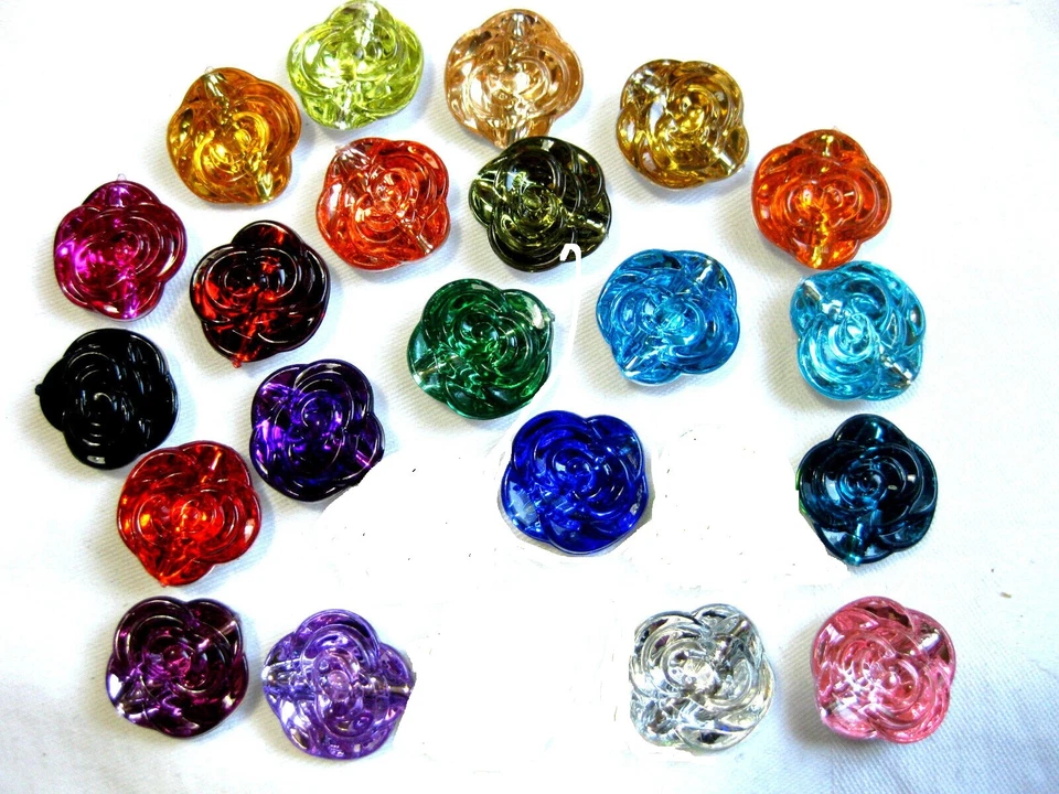 8 Knöpfe Blumen Rosen 20 mm, verschiedene Farben, Farbe wählbar K88.2E - Bild 1 von 4