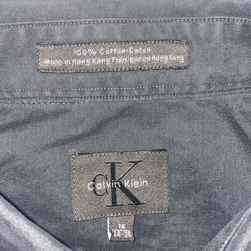CK Calvin Klein Button Up Shirt Gray 100% Cotton Men’s XL Long Sleeves 16 34-35 - Picture 2 of 7