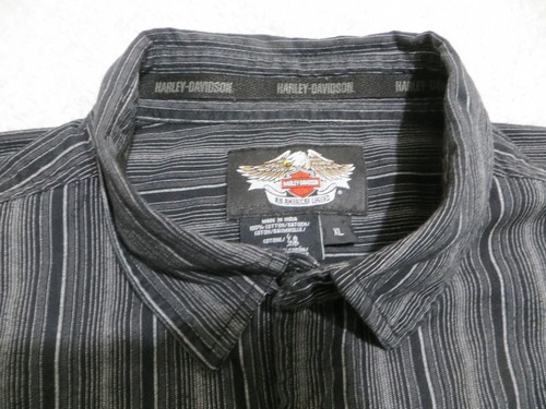 HARLEY DAVIDSON. MENS L/S BUTTON DOWN GREY STRIPED SHIRT CHEST 48" SIZE XL - Picture 4 of 5
