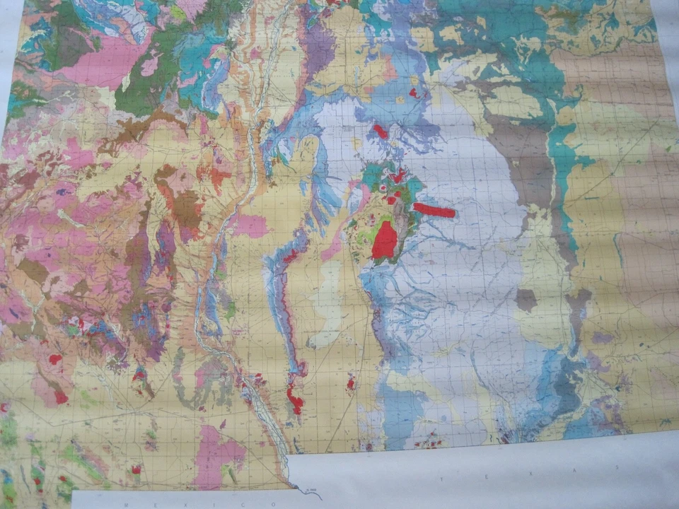 Mapa de Servicio Geológico de Nuevo México Wall Mal de Carle H. Dane 60" x 49" 1965 Foto 2 de 4