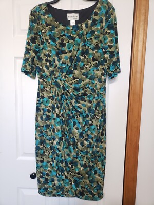 NORTH STYLE SIDE GATHERED ELBOW SLEEVE KNEE LENGTH DRESS SIZE 16 Runs Small  EC | eBay