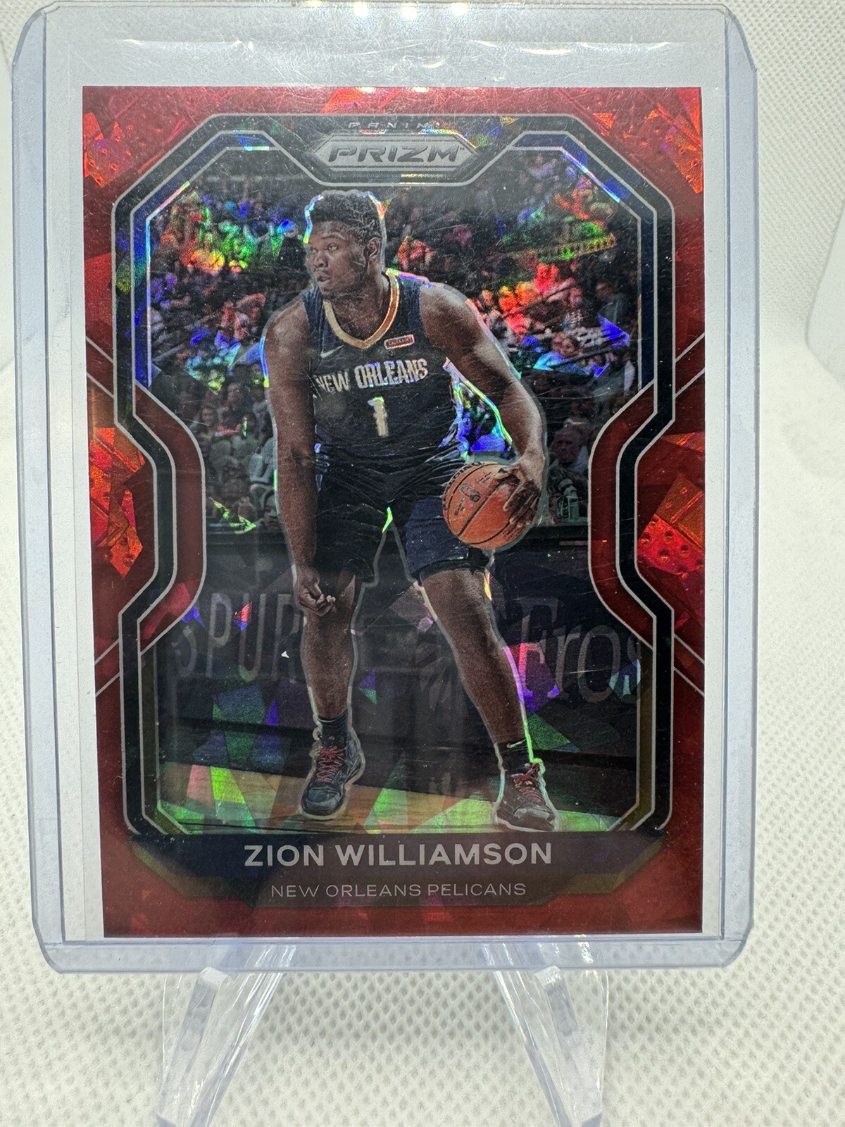 2020-21 Panini Prizm #185 Zion Williamson Red Ice Prizm B1