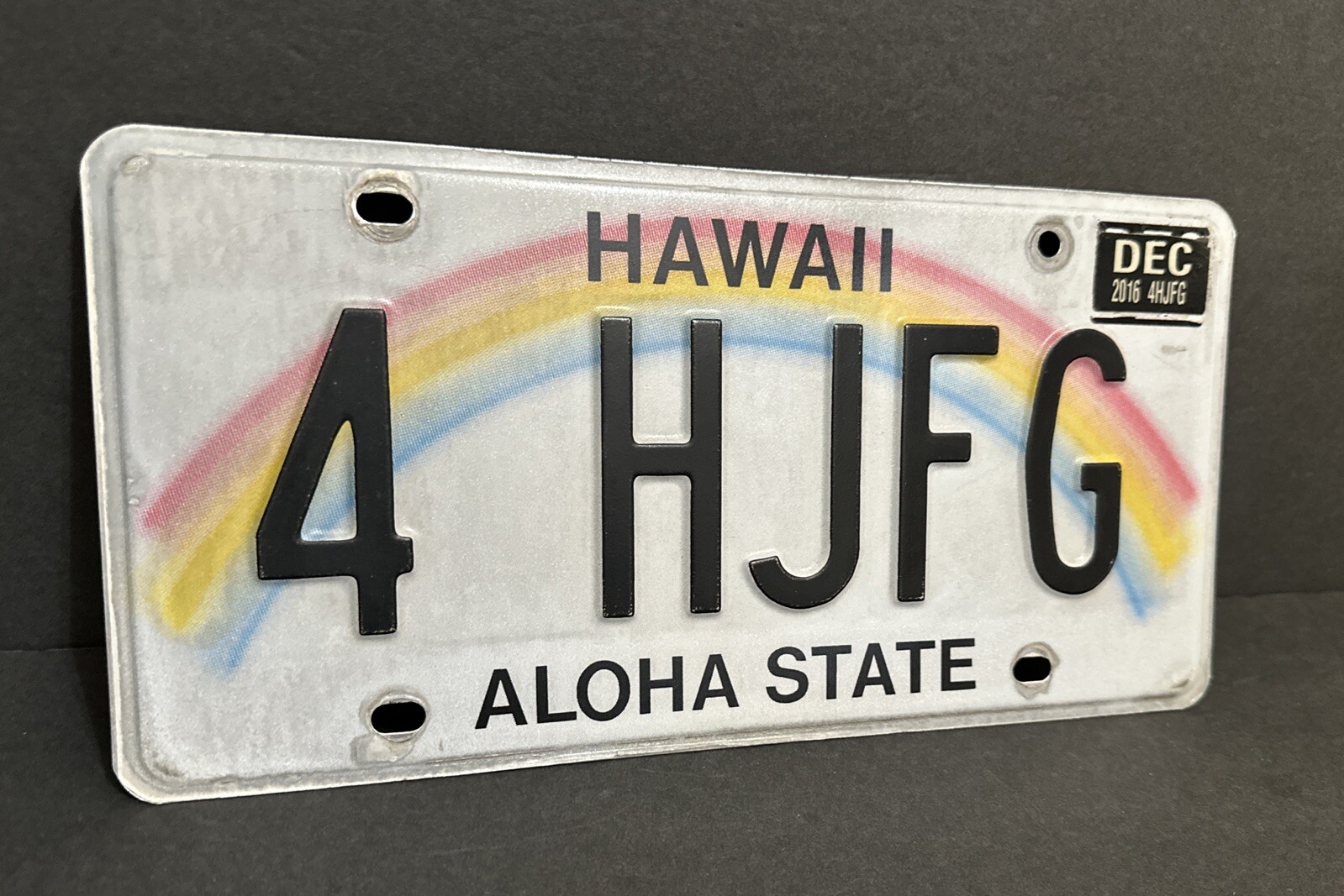 2016 Hawaii — 4 HJFG — Vanity License Plate w/Sticker, ALOHA STATE