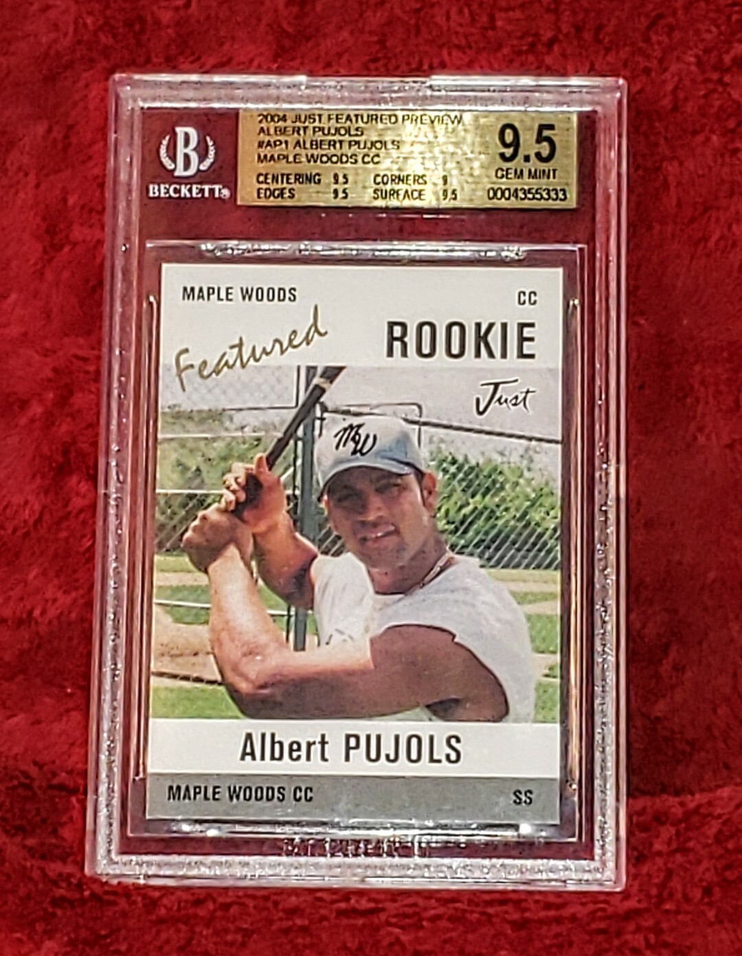 ALBERT PUJOLS 2004 JUST FEATURES PREVIEW #AP1 MAPLE WOOD ROOKIE RC BGS 9.5 🔥