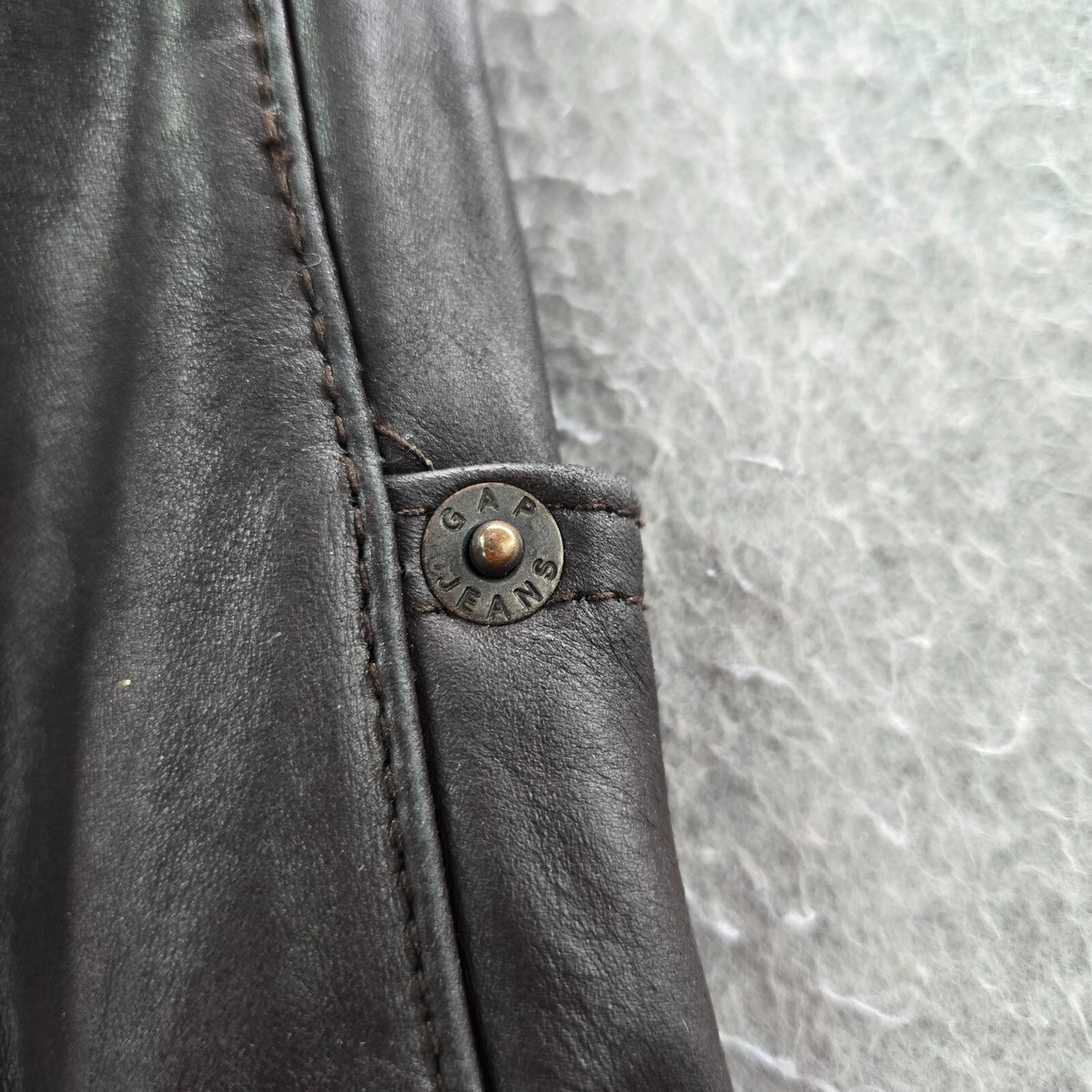 VINTAGE Gap Men Pants 31 Black Leather Straight Biker Mid Rise