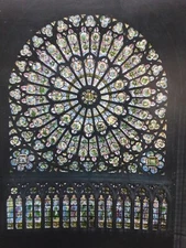 Vintage Deckle Edge Oversized Postcard 88. La Grande Rosace Nord de Notre Dame. 