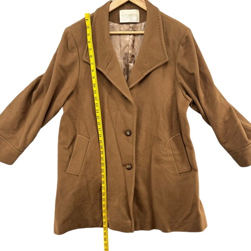 Fleurette Loro Piana Wool Overcoat Womens Tan Mid Length Button Coat Size 16 - Picture 9 of 15