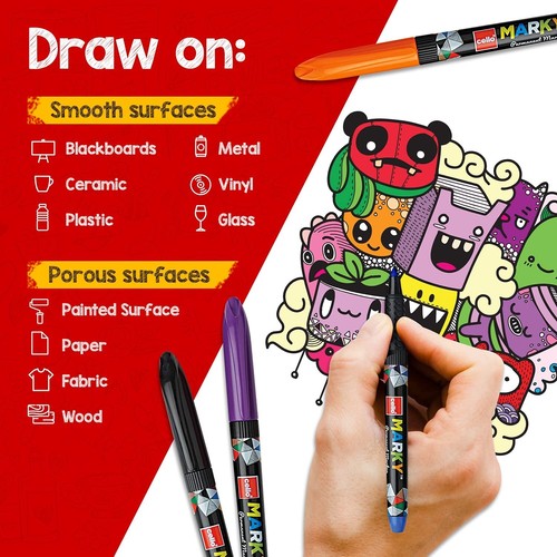 BIC-Cello Marky Permanent Marker pk Of 8|Permanent Medium Point Marker Pens - Picture 4 of 5