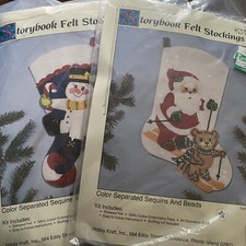 Storybook Felt Stockings Lot - Hobby Kraft - 9218 9213 - Santa Snowman