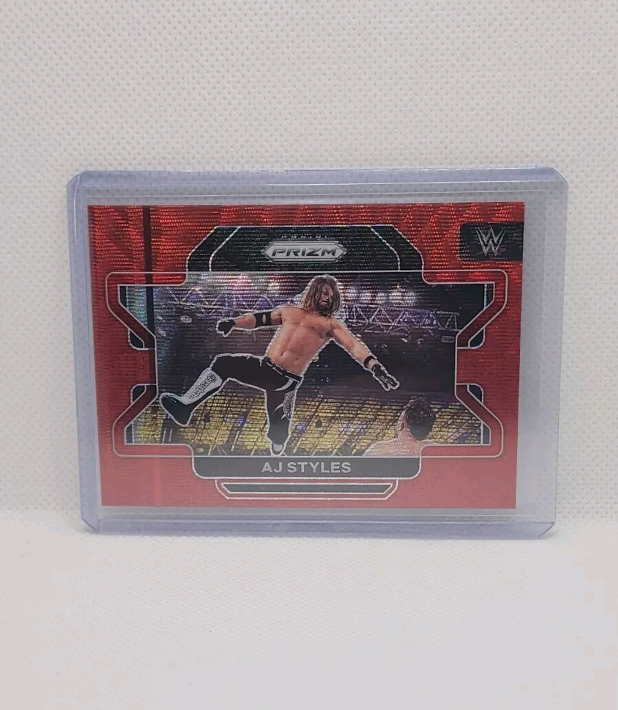 2022 Panini Prizm WWE Ruby Wave Red #7 AJ Styles