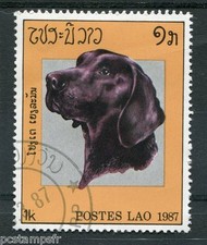 LAOS, 1987, timbre 771, TETE de CHIEN, oblitéré, VF used stamp, DOGS