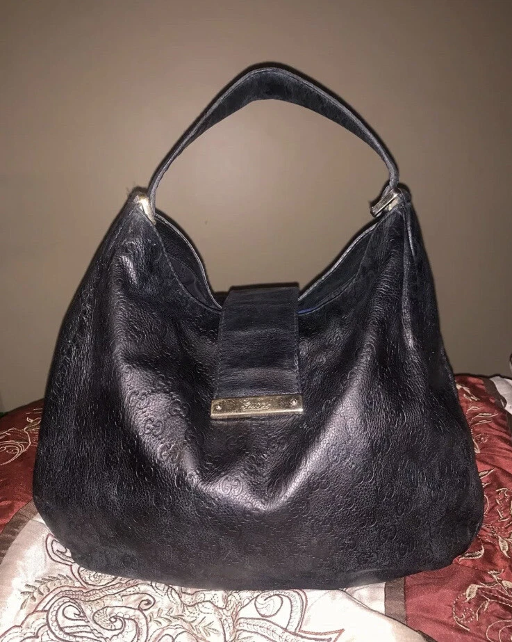 GUCCI Hobo Guccissima monogram BLACK leather bag