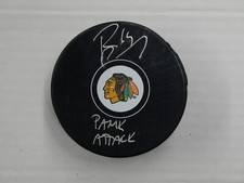 RICHARD PANIK SIGNED CHICAGO BLACKHAWKS TEAM PUCK INSCRIBED PANIK ATTACK BAS COA