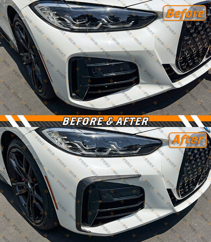 FOR 2021-2025 BMW G22 G23 430i M440i CARBON FIBER FRONT BUMPER GARNISH ...