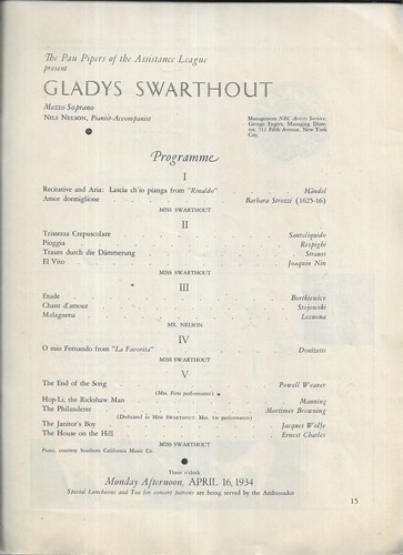 THE PAN PIPERS OF THE ASSISTANCE LEAGUE 1933-34 PROGRAM-GLADYS SWARTHOUT,ETC. - Picture 5 of 6