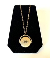 Zodiac LIBRA Swiveling Pendant Necklace Star Constellation Crystal Accents 25" L