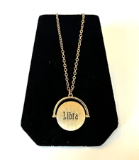 Zodiac LIBRA Swiveling Pendant Necklace Star Constellation Crystal Accents 25" L