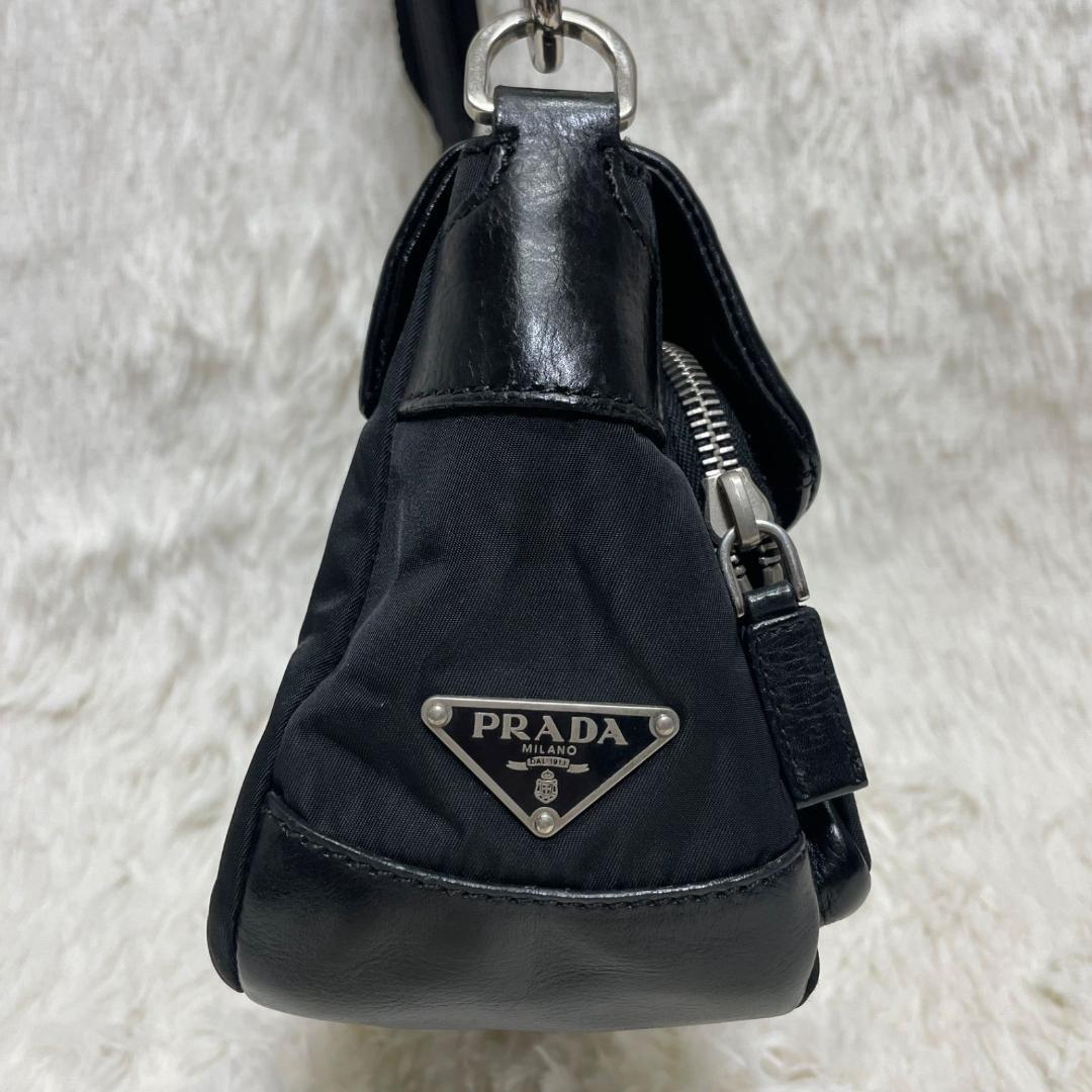 PRADA Shoulder Bag Leather Silver Hardware White Tag PRADA Shoulder Bag Leather Silver Hardware White Tag