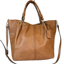 Sole/society Brown Leather Purse Large Tote Cheetah Print Lining Gold Hardware