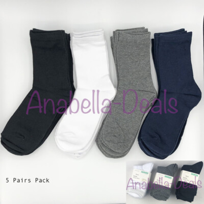 JUNGEN MÄDCHEN KINDER 5 PAAR SCHULSOCKEN PRIMARK COTTON RICH 3 -11+