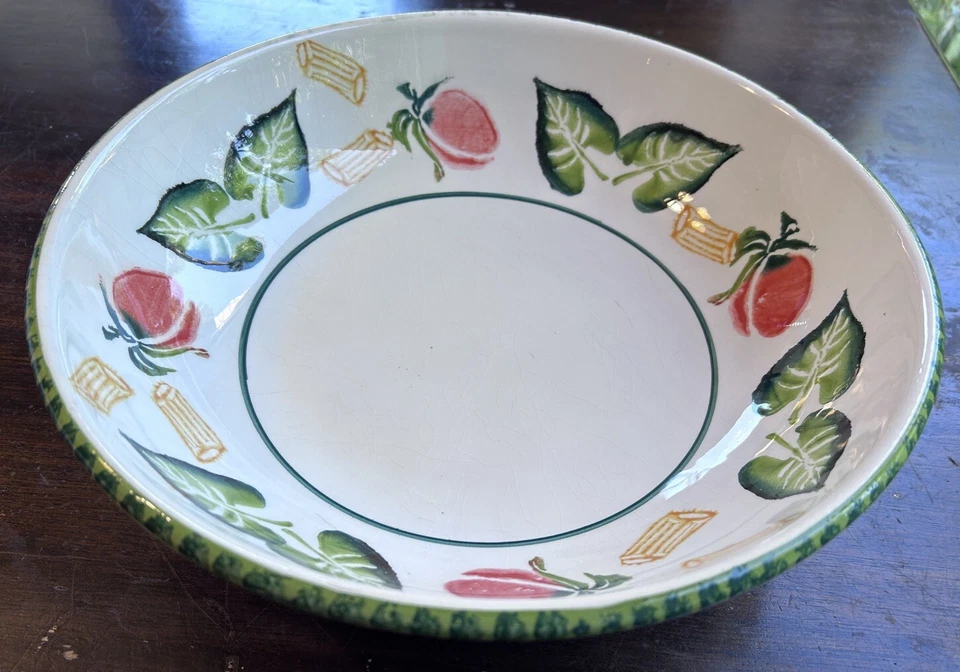 "De colección 12"" Tazón para servir cerámica granero pasta o ensaladera con impresión de pasta y jardín" Foto 2 de 4