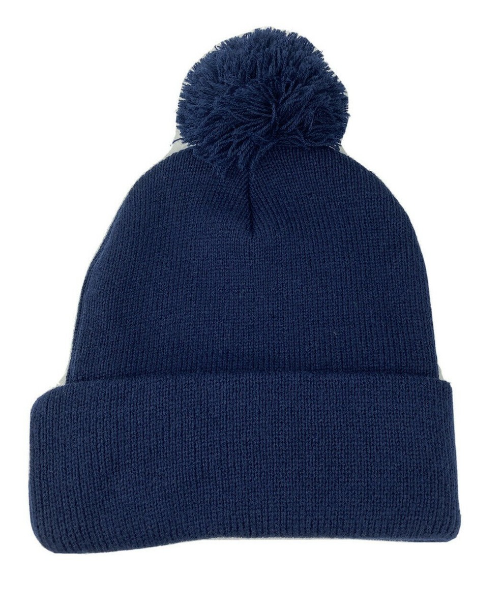 Winter Knit Beanie NavyBlue Hat with Pom pom Knit Cap Unixes Adult