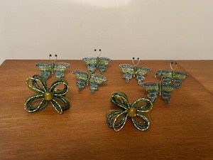 Multicolor Beaded Butterfly Napkin Rings/Holders — Set Of 8 (Two Are Different)