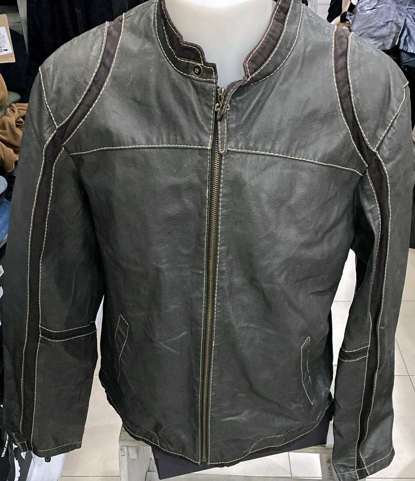 Conbipel Mens Gray Genuine Leather Jacket Size 54 LLE24