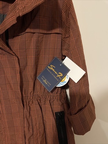 Seven Womens XS Orange Striped Full Zip Tunic Style Hooded Jacket NWT! A2752 - Picture 6 of 7