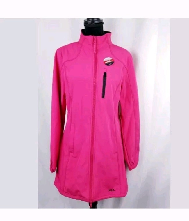 Giacca antipioggia donna Fila taglia large venture lunga legata rosa