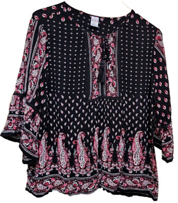 Bila Babydoll Peasant Top Size 2X Cool and Flowy Boho