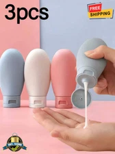 3pcs Leak-Proof Refillable Silicone Travel Bottles for Shampoo & Liquids 2oz