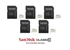 SanDisk MAX ENDURANCE 64 GB Class 10/UHS-I U3 microSDHC (Lot of 5)