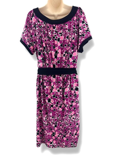 Apt. 9 Purple Pink Polka Dot Print Dress w/Tie Size 1X 16 18 Plus Summer Party - Picture 3 of 6