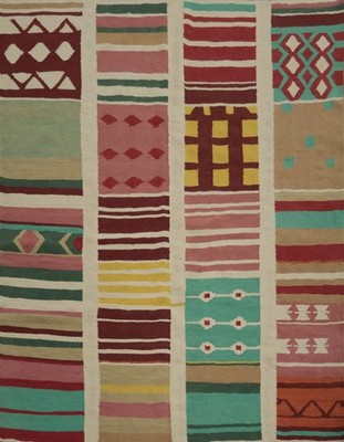 Square Kilim Area Rug 6x6 Hand-Woven Wool Patchwork Pattern Oriental Carpet