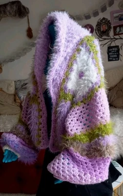 Tolle Strick Häckeljacke Oversitze Hippi Boho Look Impressionen Mit Kapuze - Bild 1 von 4