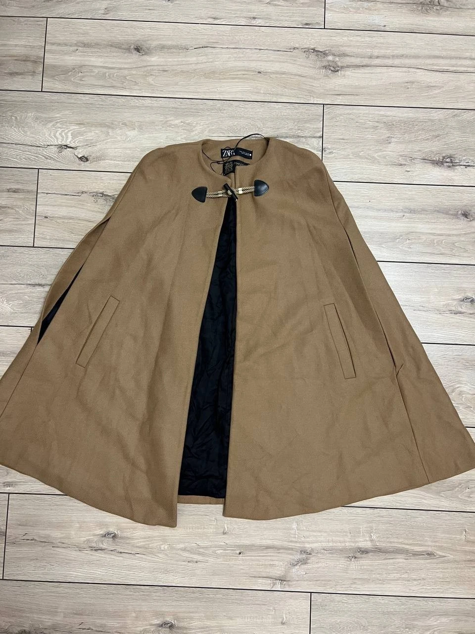 Women's Zara Manteco Cape Wool Poncho Long Coat sz S Camel