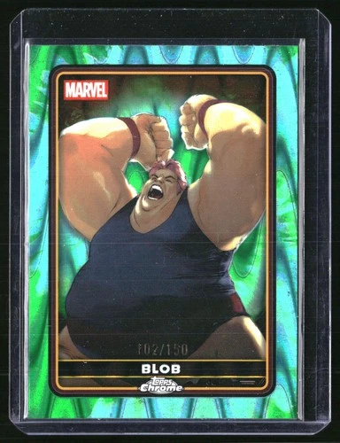 2025 Topps Chrome Deadpool Blob Comic Accurate Green/Aqua RayWave 102/150 #14