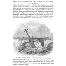DRESDEN Partial Destruction of the Bridge of the Elbe - Antique Print 1845