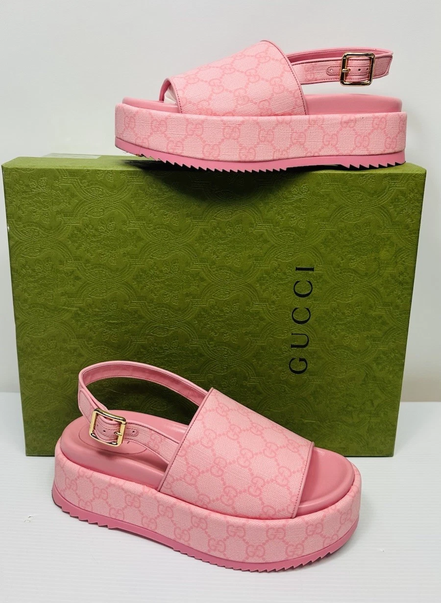 SANDALES GUCCI ROSE GG SUPREME SLINGBACK GRANADA PLATORM taille 38