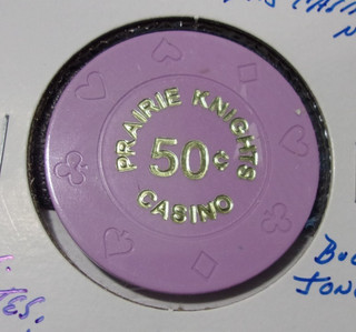 PRAIRIE KNIGHTS INDIAN CASINO 50¢ gaming poker chip Fort Yates North Dakota