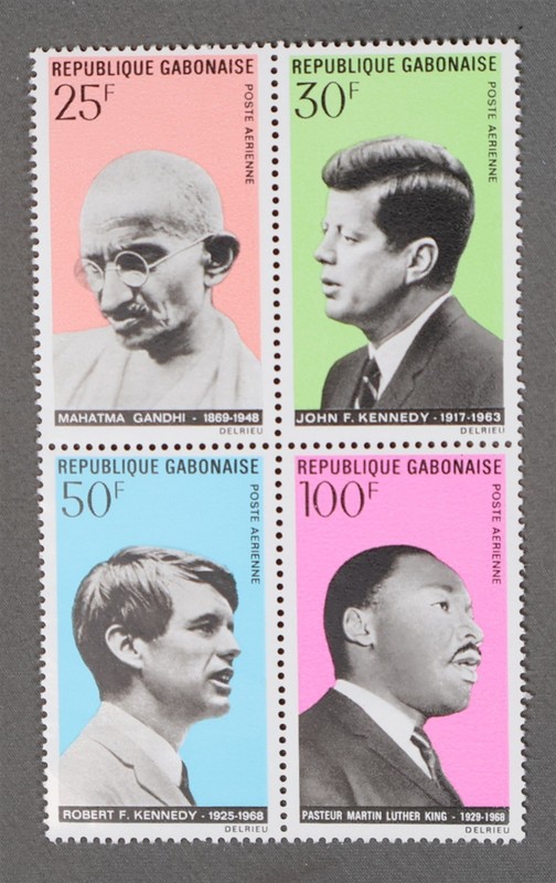MayfairStamps Gabon Block Mahatma Gandhi John & Robert Kennedy Martin Luther Kin