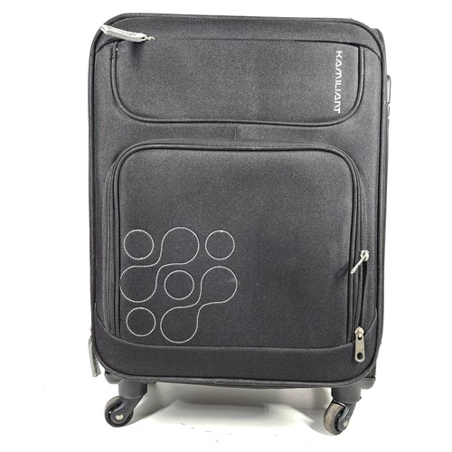 Kamiliant 22" Spinner Carry On Cabin Luggage Soft Shell Locking Durable Black